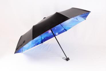 Twelve Constellations Artwork printed 3 folding umbrella with black coated pongee fabric