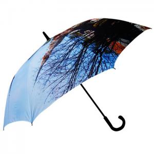 Digital Printing Steel Shaft Fiberglass Ribs Umbrella With Rubber Coated Plastic Handle