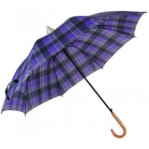 Plastic cover protected wooden straight umbrella with black coated shaft