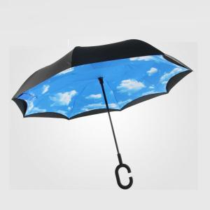 Popular and fashion double layer inside out reverse umbrella C shape handle inverted umbrella