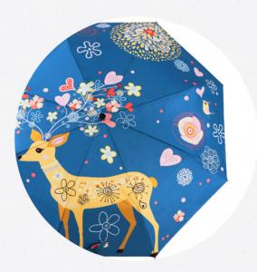 Cartoon Folding Umbrella Fresh Literature and Art Triple Folding Umbrella