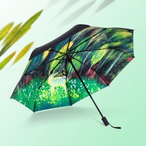 Creative Forest Elk Umbrella Three fold Black Rubber Sunscreen Ultraviolet Sunshine Umbrella