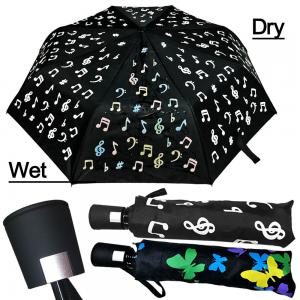 High Quality Windproof waterproof Brand Logo Printing full automatic 3 folding Color Changing Umbrella