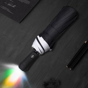 automatic open 3 fold waterproof reflective led light rain umbrella