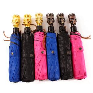 Variety of colors skull printing automatic opening and closing 3 fold umbrella